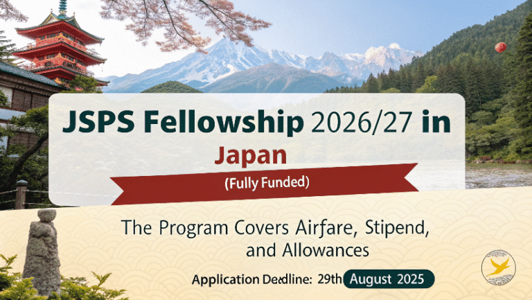 JSPS Fellowship 2026/27: Fully Funded Research Opportunity in Japan