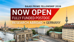 Read more about the article DAAD PRIME Fellowship 2026 Now Open — Fully Funded Postdoc Research Abroad + Germany