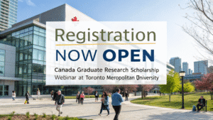 Read more about the article Registration Now Open: Canada Graduate Research Scholarship Webinar at Toronto Metropolitan Universit