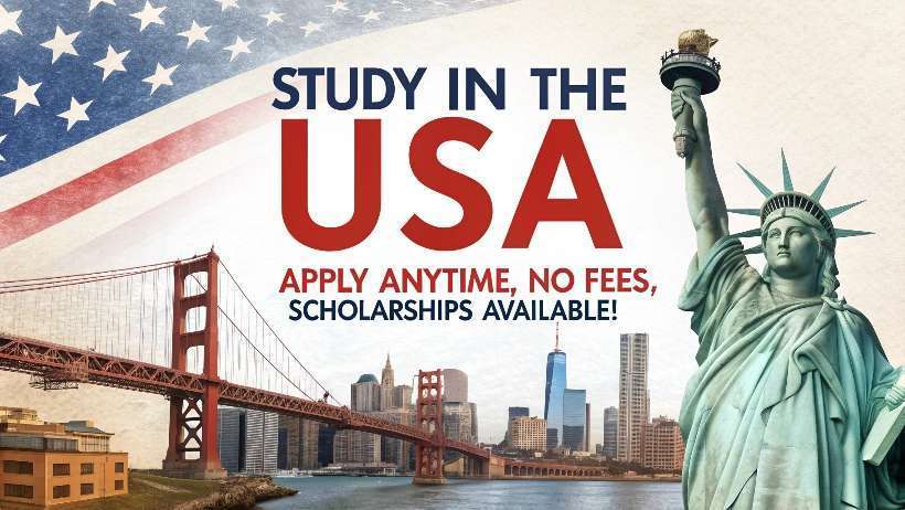 Read more about the article Study in the USA — Apply Anytime, No Fees, Scholarships Available!