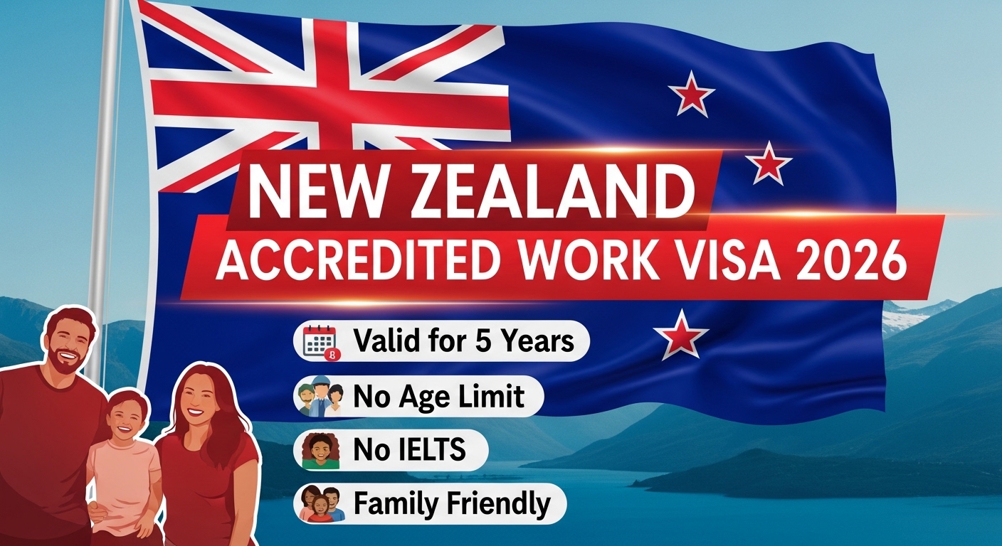 You are currently viewing New Zealand Accredited Employer Work Visa 2026: Now Valid for 5 Years (No Age Limit, No IELTS, Family Friendly)