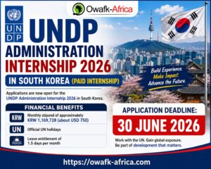 Read more about the article UNDP Administration Internship 2026 in South Korea (Paid Internship)