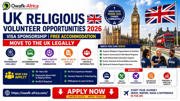 UK Religious Volunteer Opportunities 2026 🇬🇧 | Visa Sponsorship | Free Accommodation | Move to the UK Legally