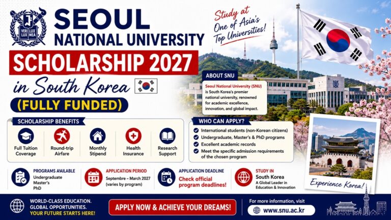 Seoul National University Scholarship 2027 in South Korea (Fully Funded)